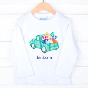 NWT Boys’ Turkey Truck Appliqué White Long Sleeve Shirt, Size: 4T